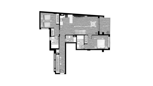 Apartment floor plan, 2 bedrooms in ALEGRIA 24 No. 5 (2D)
